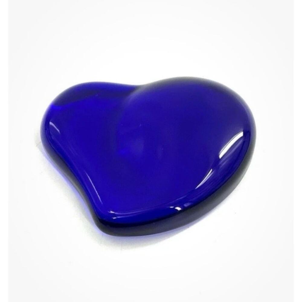 Tiffany & Co Elsa Peretti Designed Heart Glass Paperweight Cobalt Blue